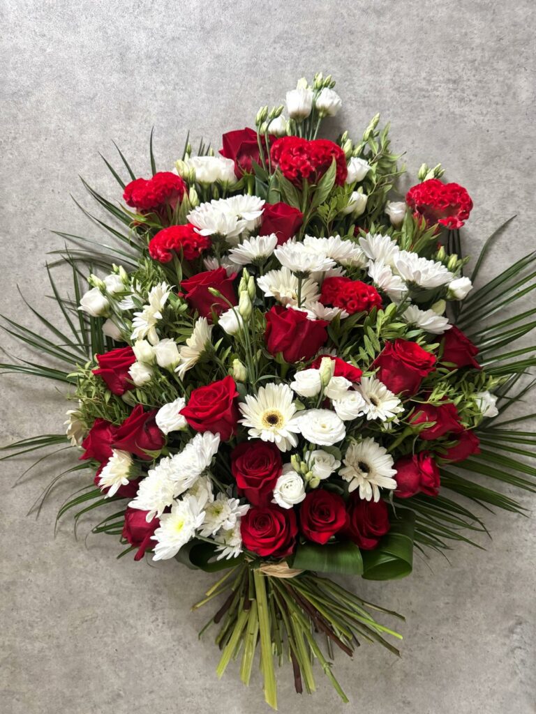 bouquet gerbe rouge et blanc